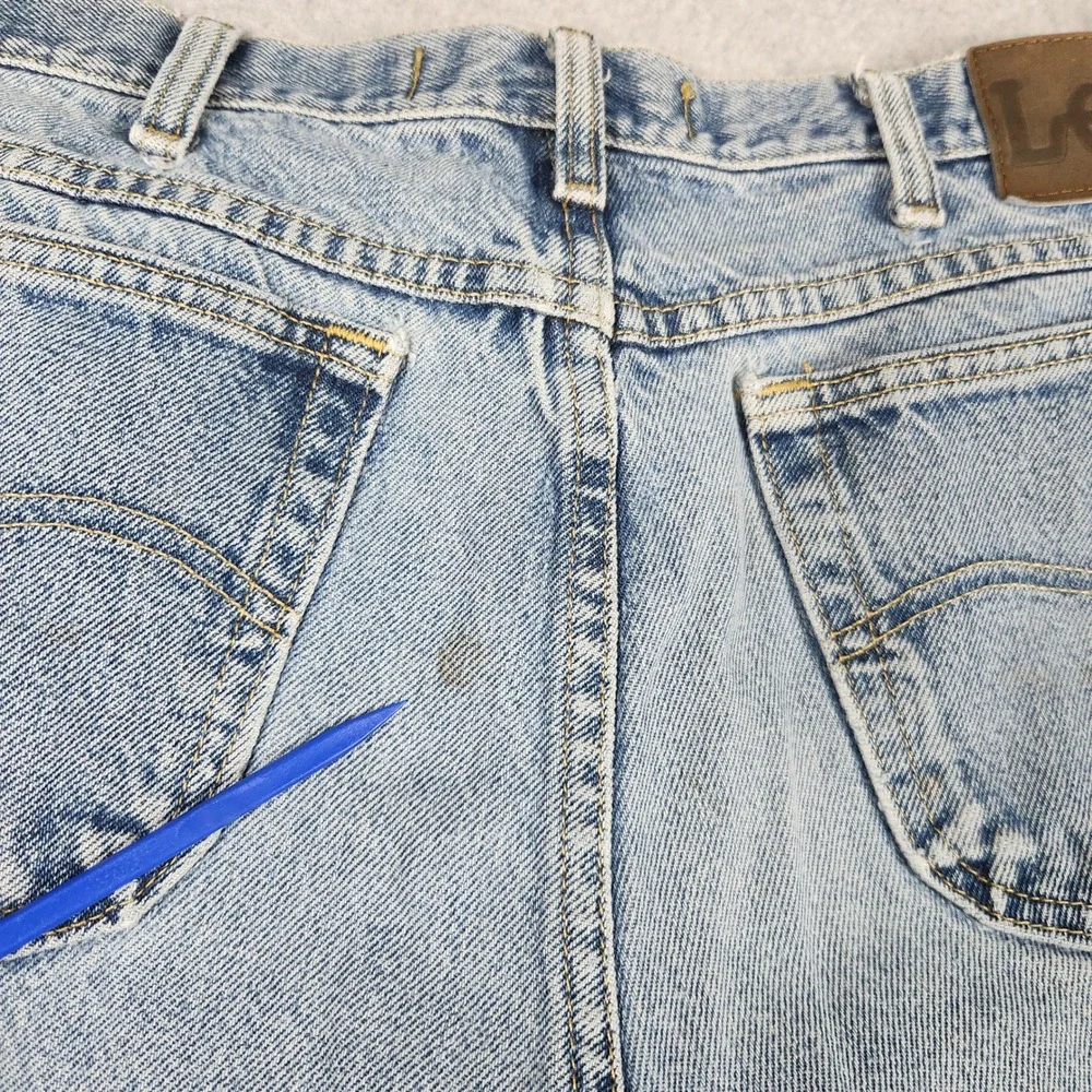 Lee Jeans Mens 40x32 Blue Denim Cotton Light Wash Regular Fit Straight Leg